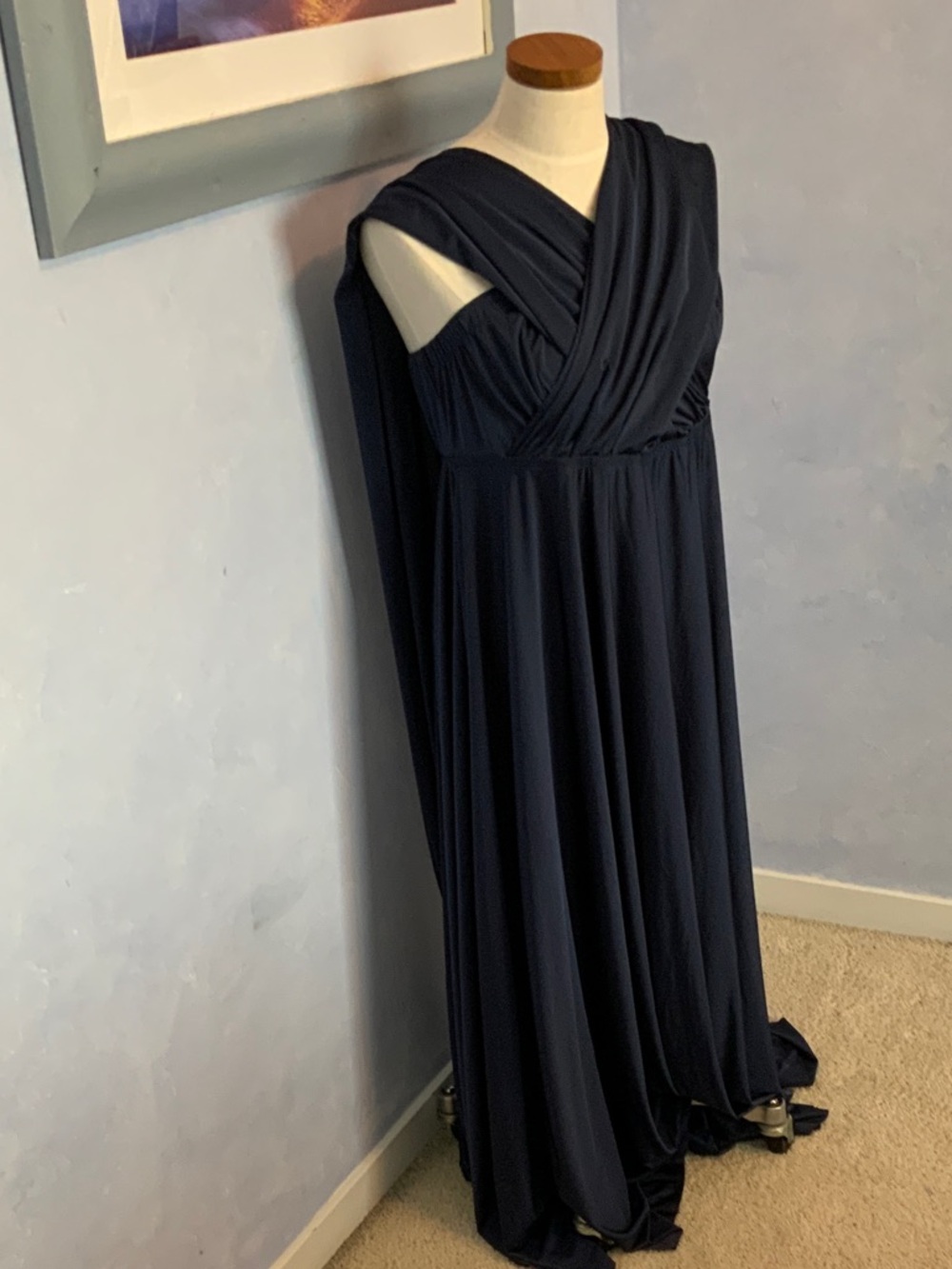 torrid Navy One-Shoulder Draped Maxi Dress